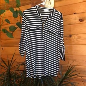 CALVIN KLEIN white black stripes tunica